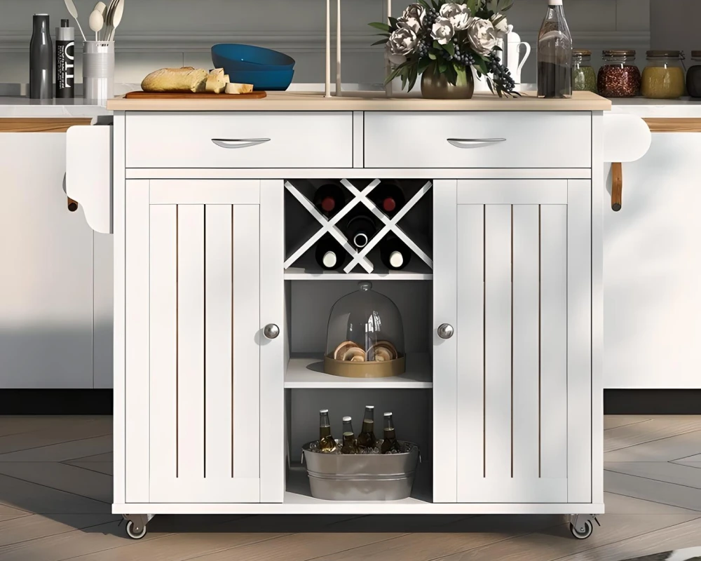 kitchen island cart with shelves