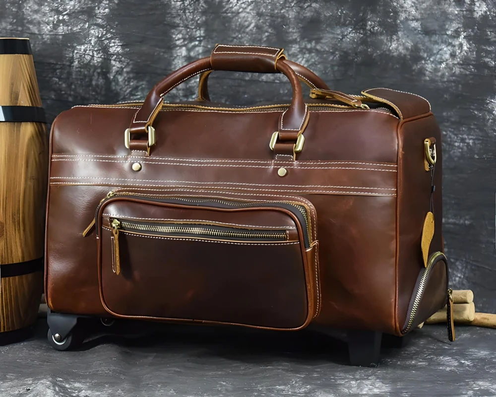 leather travel carry on bag